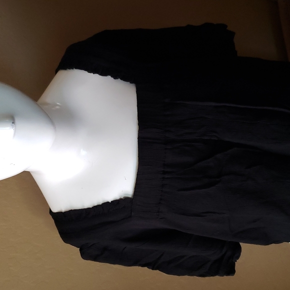 NWT Maurice's Black Gauze Square Neck Elastic Waist Blouse (0648) 💥 - Picture 2 of 6